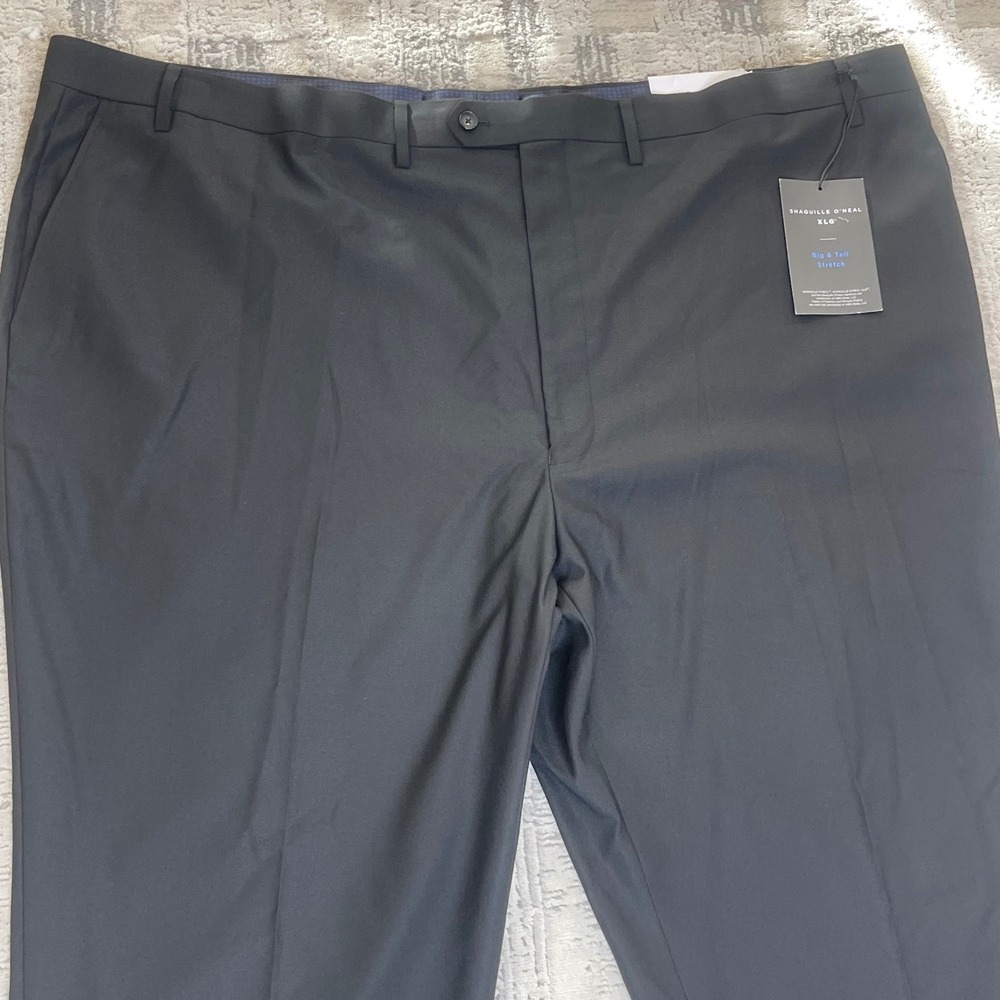 NEW Shaquille O'Neal XLG Mens Big & Tall Stretch Dress Pants Black 56W x 32L - Picture 3 of 11